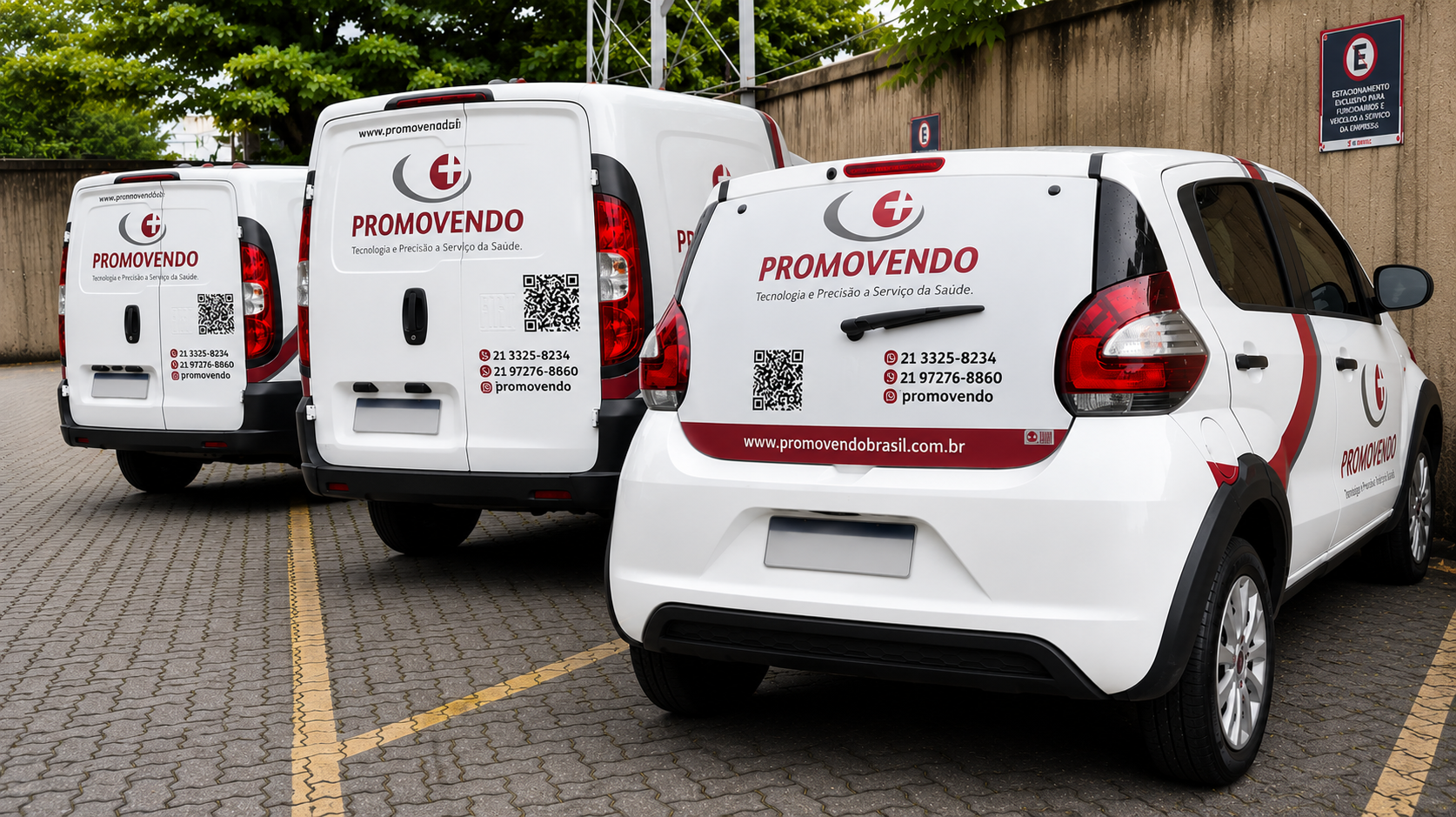 Veículos da frota própria da Promovendo para atendimento técnico
